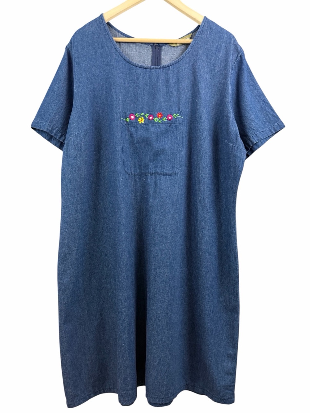 Vintage Passages Embroidered Light Denim Blue Dress Plus Size 2X